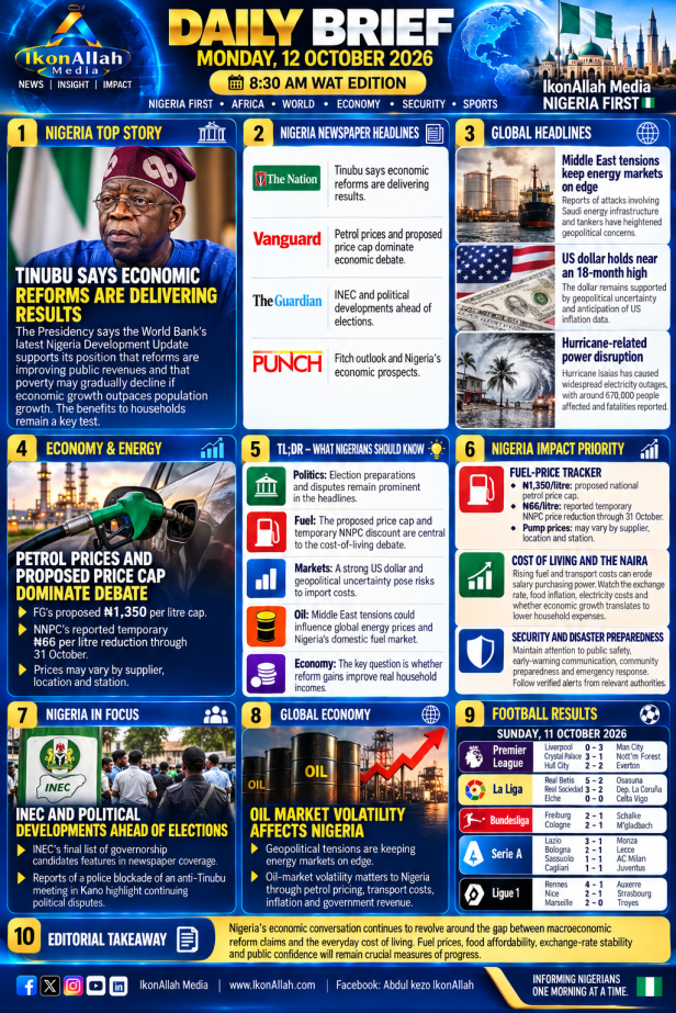 DAILY GLOBAL NEWS BRIEF📅 Monday, 12 October&nbsp;2026